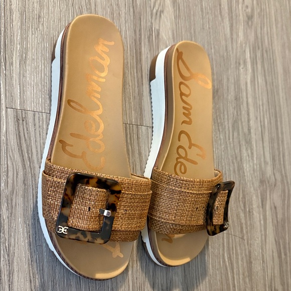 Sam Edelman Brown Slide Sandals with Tortoise Buckle Size 8.5 - Picture 2 of 13